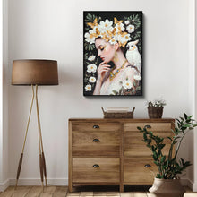 Load image into Gallery viewer, Beauty Posters Beauty Lady Wall Art And Floral Canvas Artwork For Living Room - Ivory / Gold
