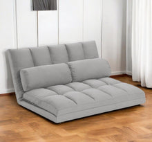 Load image into Gallery viewer, 45" Futon Convertible Sleeper Loveseat And Toss Pillows - Gray
