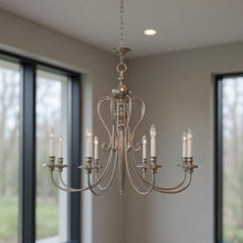 Load image into Gallery viewer, 32" Eight Light Dimmable Chandelier With Shades - Nickel