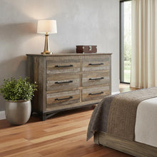 Load image into Gallery viewer, Solid Wood 6 Drawer, Double Dresser - Brown