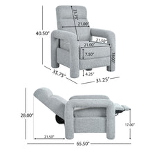 Load image into Gallery viewer, Push Back Recliner Armchair Upholstered Recliner Chair Single Sofa With Adjustable Backrest