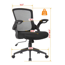 Load image into Gallery viewer, Office Chair With Mid Back Design, Adjustable Height And Foldable Armrests - Black