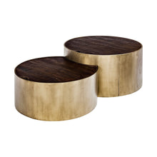 Load image into Gallery viewer, Round Wood Nesting Coffee Tables (Set of 2) - Gold