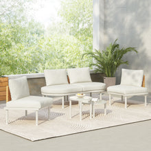 Load image into Gallery viewer, 6 Piece Patio Set, Half Moon Outdoor Sectional Sofa With 2 High Low Coffee Tables, 4 Pillows & Cushions