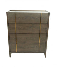 Load image into Gallery viewer, Solid Wood Four Drawer Dresser - Dark Brown / Gold