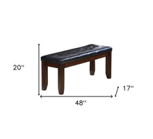Load image into Gallery viewer, 48" Black and Espresso Faux Leather Upholstered Bench