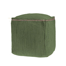 Load image into Gallery viewer, 18" Cotton And Jute Cube Pouf Ottoman - Moss Green And Natural