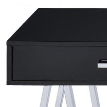 Load image into Gallery viewer, 54" Black and Silver Writing Desk With Two Drawers