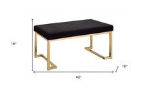 Load image into Gallery viewer, 40" Black and Champagne Upholstered Faux Fur Bench