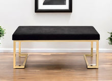 Load image into Gallery viewer, 40" Black and Champagne Upholstered Faux Fur Bench