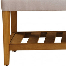 Load image into Gallery viewer, 40" Light Gray and Brown Upholstered Polyester Bench with Shelves