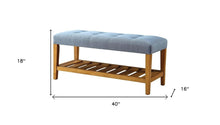 Load image into Gallery viewer, 40" Light Gray and Brown Upholstered Polyester Bench with Shelves