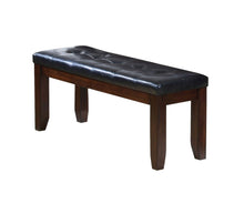 Load image into Gallery viewer, 48" Black and Espresso Faux Leather and Wood Upholstered Bench