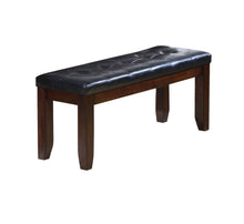 Load image into Gallery viewer, 48" Black and Espresso Faux Leather and Wood Upholstered Bench