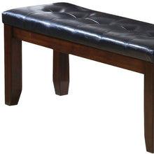 Load image into Gallery viewer, 48" Black and Espresso Faux Leather and Wood Upholstered Bench