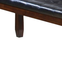 Load image into Gallery viewer, 48" Black and Espresso Faux Leather and Wood Upholstered Bench