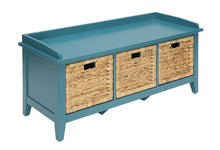 Load image into Gallery viewer, 43" Teal Blue Solid Wood Storage Bench with Drawers