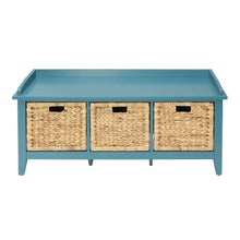 Load image into Gallery viewer, 43" Teal Blue Solid Wood Storage Bench with Drawers