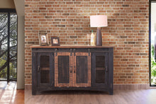 Load image into Gallery viewer, Cabinet Enclosed Storage Distressed TV Stand - Black