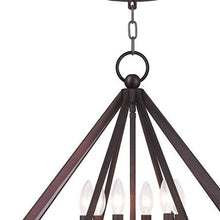 Load image into Gallery viewer, 26" Six Light Metal Dimmable Chandelier With Shades - Bronze