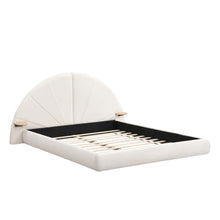 Load image into Gallery viewer, Queen Arched Bed With Small Table, Floor Standing Design - Beige