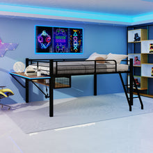 Load image into Gallery viewer, Loft Bed With Built In Desk, LED Light Strip