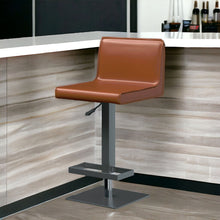 Load image into Gallery viewer, Faux Leather And Metal Low Back Adjustable Height Bar Chair - Orange And Black