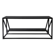 Load image into Gallery viewer, Glass Faux Marble Metal Coffee Table With Shelf - Black