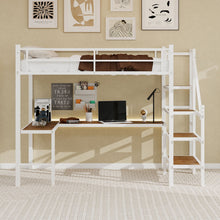 Load image into Gallery viewer, Loft Bed & L-Shaped Desk, Large Storage Space