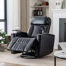 Load image into Gallery viewer, 270° Power Swivel Recliner Home Theater Chair With Hidden Arm Storage, LED Light, Cup Holder, And Tray Table