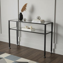 Load image into Gallery viewer, Glass Distressed Console Table With Storage - Clear / Black / Silver