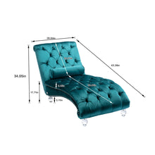 Load image into Gallery viewer, Velvet Chaise Lounge Indoor, Button Tufted Upholstered Chaise Lounge Chair With Pillow