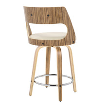 Load image into Gallery viewer, Cecina - Mid-Century Modern Fixed Height Counter Stool With Swivel With Round Footrest (Set of 2) - Zebra / Cream