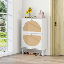 Load image into Gallery viewer, 2 Door Shoe Rack, Rattan, Double Layer, Suitable For Living Room, Hallway - White