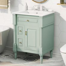 Load image into Gallery viewer, Freestanding Bathroom Vanity With Sink, Adjustable Shelf & Flip Drawer