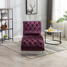Load image into Gallery viewer, Velvet Chaise Lounge Indoor, Button Tufted Upholstered Chaise Lounge Chair With Pillow