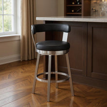 Load image into Gallery viewer, Swivel Backless Bar Height Bar Chair - Black / Silver