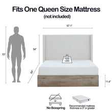 Load image into Gallery viewer, Shelton - Queen Upholstered Wingback Bed With 54" High Headboard - Ivory / Light Gray / Camel Oak