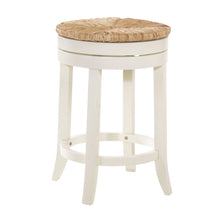 Load image into Gallery viewer, Swivel Backless Counter Height Bar Chair With Footrest 24" - Natural and Antiqued White