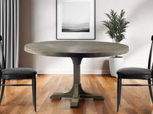 Load image into Gallery viewer, 54" Rounded Solid Wood Pedestal Base Dining Table - Brown