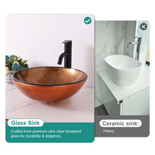 Load image into Gallery viewer, Artistic Tempered Glass Vessel Sink With Pop Up Drain