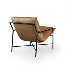 Load image into Gallery viewer, Top Grain Leather And Black Solid Color Arm Chair - Camel