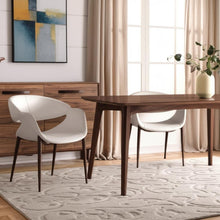 Load image into Gallery viewer, Upholstered Faux Leather Open Back Dining Arm Chairs (Set of 2) - Beige