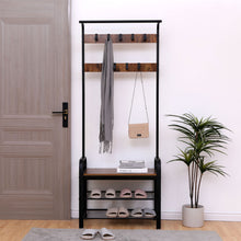 Load image into Gallery viewer, Hall Tree With Shoe Bench For Entryway With 9 Removable Hooks