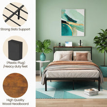 Load image into Gallery viewer, Platform Bed Frame With Charging Station & Headboard Shelves