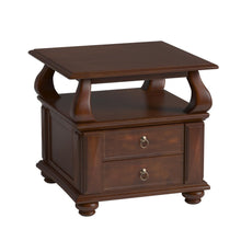 Load image into Gallery viewer, Solid Wood Square End Table With Two Drawers And Shelf - Brown