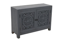 Load image into Gallery viewer, 30" Distressed Solid Wood Textured Door Accent Cabinet With Two Doors - Black
