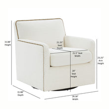 Load image into Gallery viewer, Tolland - Swivel Accent Chair With Antique Brass Nailhead Trim - Cream