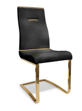 Load image into Gallery viewer, Upholstered Faux Leather Dining Side Chairs (Set of 2) - Black / Gold