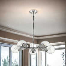 Load image into Gallery viewer, Five Light Metal Dimmable Chandelier With Clear Shades - Silver